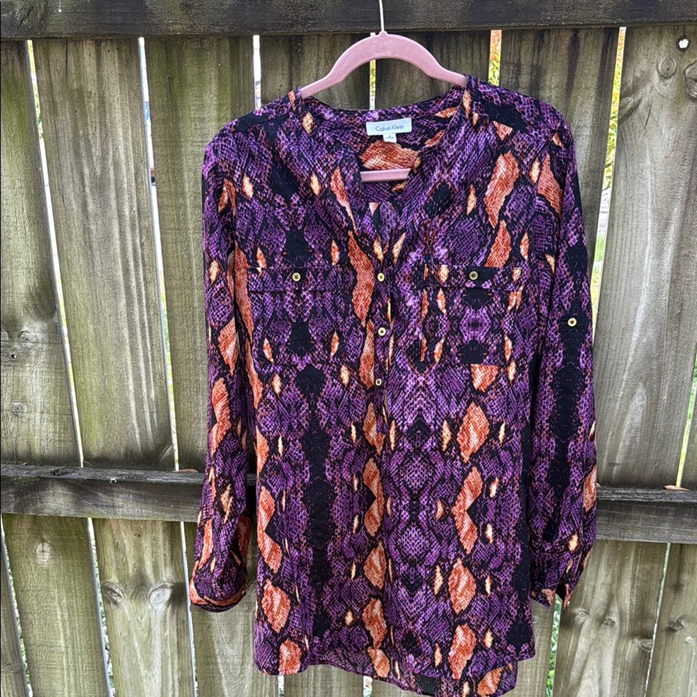 Calvin Klein Women's Purple and Orange Top